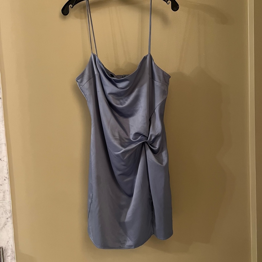 Topshop blue satin mini dress